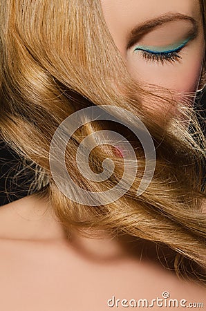 Portrait of blonde with beautiful wavy hair Stock Photo