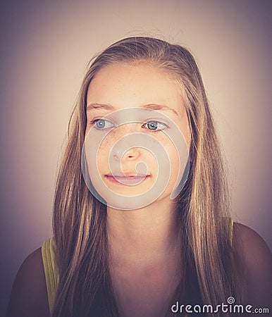 Portrait of blonde girl, grain effect Stock Photo