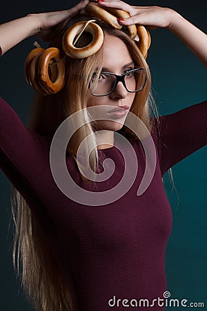 Portrait of a blonde with long hair Stock Photo