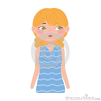 portrait blonde woman cartoon character Vector Illustration