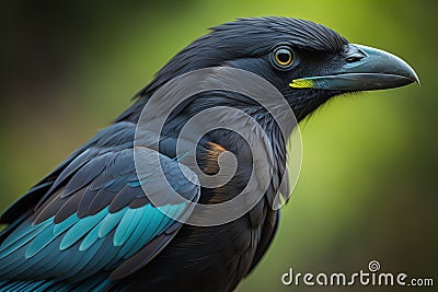 Portrait of a Blue-winged Black-winged Crow. generative ai Stock Photo