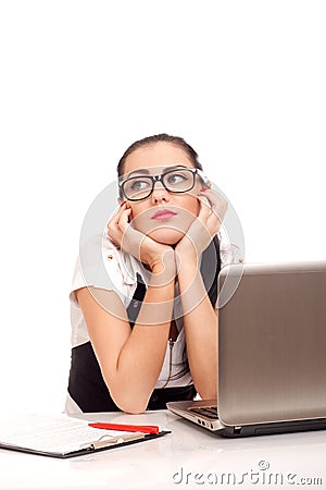 Portrait of bored business woman Stock Photo