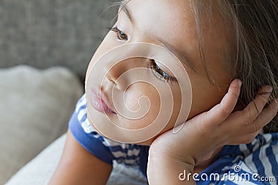 Portrait of bored and unhappy girl, showing negative feeling Stock Photo