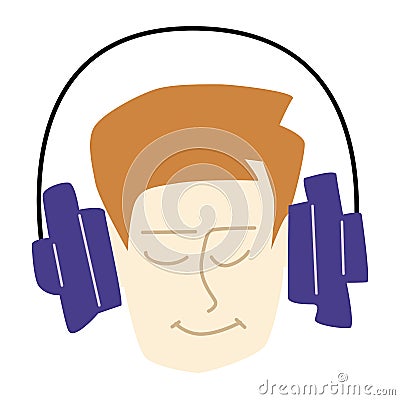 boy, enjoying music in headphones Stock Photo