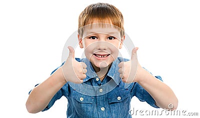 Portrait of boy giving you thumbs Stock Photo