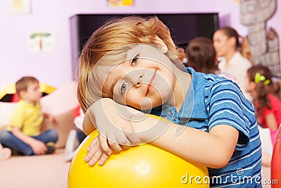 Portrait of the boy in kindergarten group Stock Photo