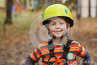Portrait brave little boy having fun at adventure Stock Photo