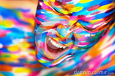 Portrait of the bright beautiful girl with art Stock Photo