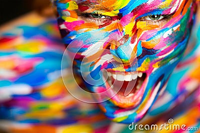 Portrait of the bright beautiful girl with art Stock Photo