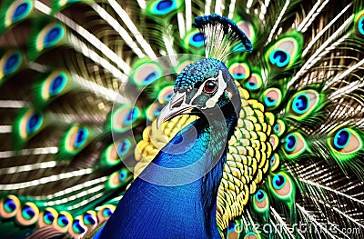 Portrait of a bright peacock Stock Photo