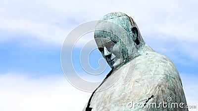 Portrait of a bronze statue dedicated to Pope John Paul II in Piazza dei 500 in front of Termini Stock Photo