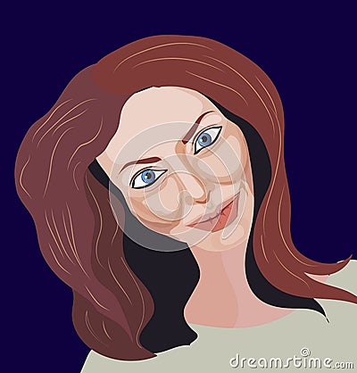 Portrait of brown-hair girl Vector Illustration