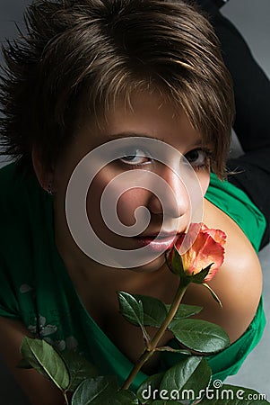 Portrait brownhaired girl Stock Photo