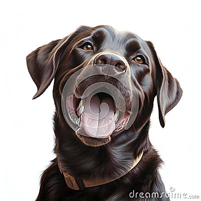 Portrait of brunette happy labrador. isolated ith white background. Created with generative AI Stock Photo