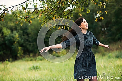 Portrait of a brunnete happy and smiling girl Stock Photo