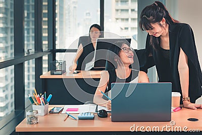 Business Women Entrepreneurs Teamwork are Woking in Office Workplace, Business Financial Entrepreneurship Teams in Modern Office S Stock Photo