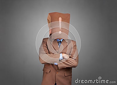 Businessman with Punctutation Mask Covering His Face Stock Photo