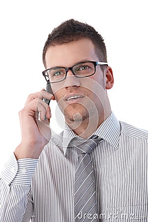 Portrait of businessman on mobile Stock Photo