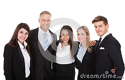 Portrait Of Businesspeople Against White Background Stock Photo