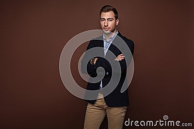 Serene man looking at camera Stock Photo