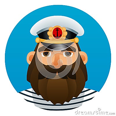 Portrait of captain. Cartoon image. Vector Illustration