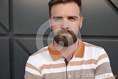 Portrait of a casual man with beard outdoor Stock Photo