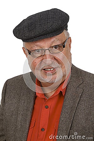 Portrait from casual senior with glasses Stock Photo