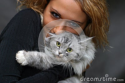 Portrait with a cat Stock Photo