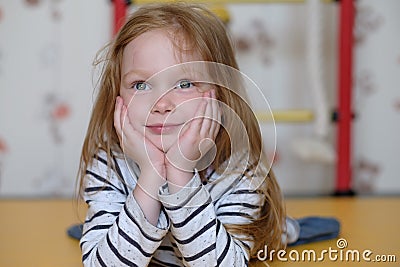 Portrait of caucasian small girl Stock Photo