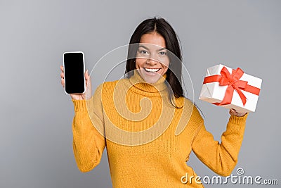 Portrait of a cheerful casual young woman Stock Photo