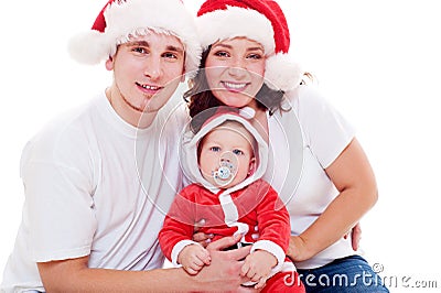 Portrait of cheerful christmas family Stock Photo