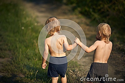 Portrait of cheerful, relaxed children enjoying vacation time Stock Photo