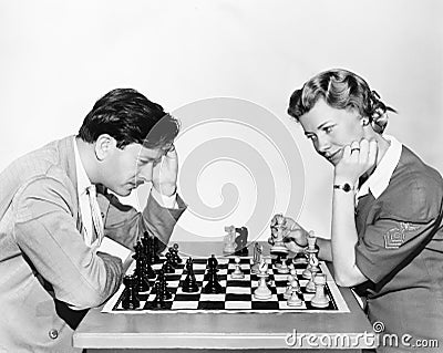 Portrait of chess players Stock Photo