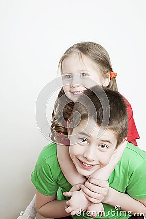 Portrait of a child, brother and sister Stock Photo