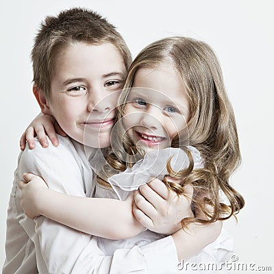 Portrait of a child, brother and sister Stock Photo
