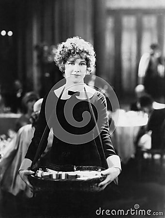 Portrait of cigarette saleswoman Stock Photo