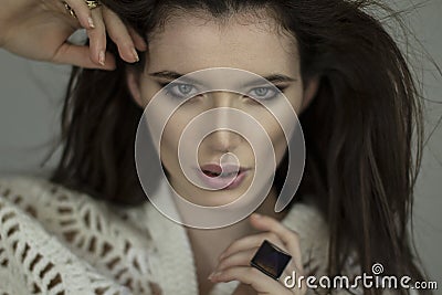 Portrait close up of young woman Stock Photo