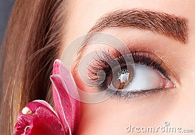 Portrait of colorful eyelash extensions Stock Photo