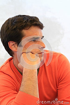 Portrait of concentrating man Stock Photo