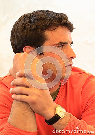 Portrait of concentrating man Stock Photo