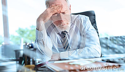 Portrait of concerned businessman; multiple exposure Stock Photo