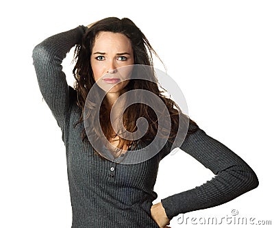 Portrait of a concerned woman Stock Photo