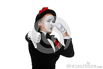 Portrait of the condemning mime Stock Photo