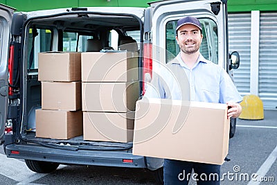 Portrait of confidence express courier Stock Photo