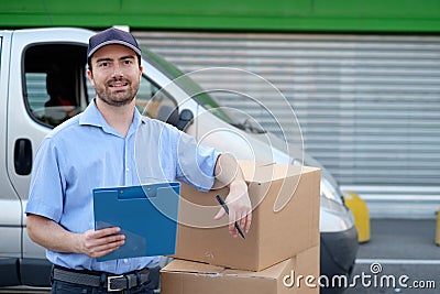 Portrait of confidence express courier Stock Photo