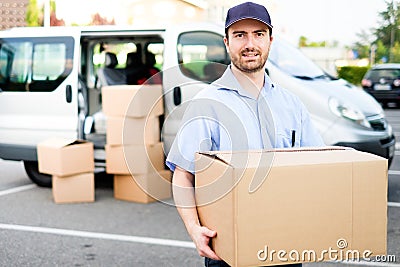 Portrait of confidence express courier Stock Photo