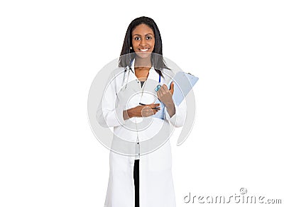 Portrait confident African American female doctor medical professional Stock Photo