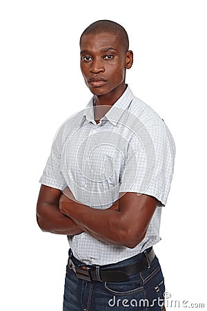 Portrait, confident or black student as career, ambition or opportunity of education and scholarship. Serious, man or Stock Photo