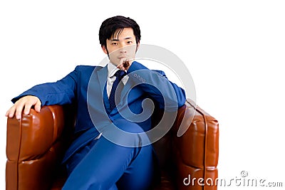 Portrait confident businessman. Attractive handsome young man is Stock Photo