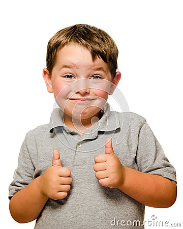 Portrait of confident child showing thumbs up Stock Photo